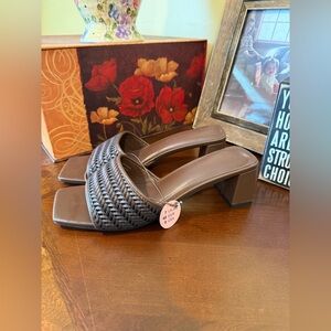 Brown Woven Slide Sandals